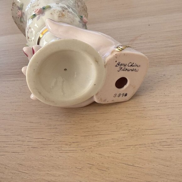 Vintage Bone China Hand-Shaped Nails Rose Ring Vase Floral Accents & Gold Detail - Picture 6 of 6